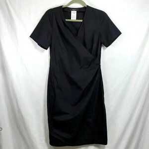 Weekend MaxMara Felino Black Size 6 Short Sleeve Cotton Wrap Dress.